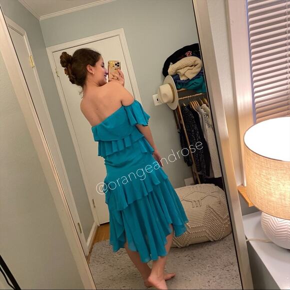 MISA Los Angeles Blue Teal Maxi Dress XS - Picture 2 of 11